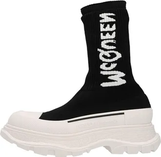 Alexander McQueen (WMNS) Alexander McQueen Tread Slick Knitted Boots Black White 708096W4U511041