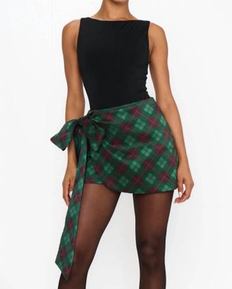 Show me your Mumu Womens Iva Bow Skirt In Mistletoe Plaid