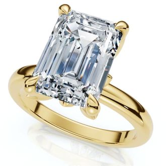 Pompeii3 2.05Ct Emerald Cut Certified Diamond Hidden Petal Engagement Ring Gold Lab Grown