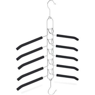 OEM Percha De Cinco Niveles, Antideslizante, Que Ahorra Espacio, Para Prendas Pesadas, Utilizable Horizontal O Verticalmente, Color Negro/plateado