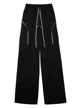 Rick Owens Wide-Leg Black Casual Pants with Elastic Waistband and Functional Pockets