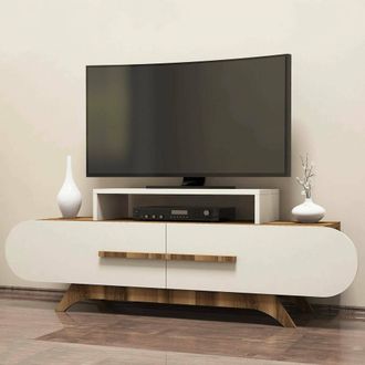 Dmora Mueble Para Tv Nesatm, Un Estante, 2 Puertas, Un Compartimento, 145x37x50h Cm Marr&oacute;n Nogal
