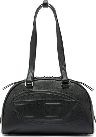 Diesel 1DR Dome - Leather Boston bag with embossed logo - Handbags - Unisex - Black