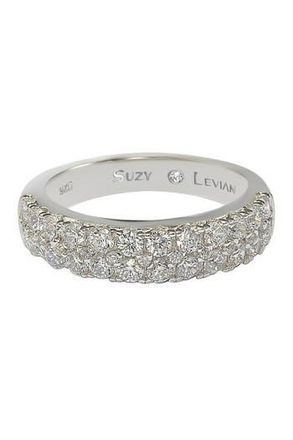 Suzy Levian Sterling Silver 3-Row Pave CZ Band Ring in White at Nordstrom Rack, Size 5.5