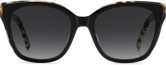 Kate Spade New York daesha 55mm square sunglasses in Black White Havana/Dark Grey at Nordstrom
