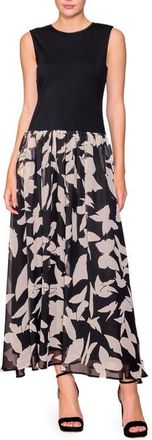 Melloday Sleeveless Mixed Media Maxi Dress in Black Multi at Nordstrom, Size X-Small