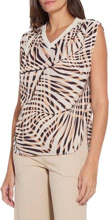 Lyss&eacute; Aura Rib Trim Printed Top
