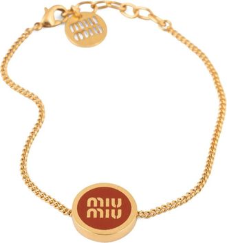 Miu Miu Armband met logoplakkaat - Goud