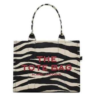 Marc Jacobs Womens The Zebra-Print Logo Large Tote Bag