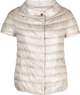 Herno Margherita short-sleeve quilted jacket - women - Polyamide/Polyamide/Polyester/Cotton/Feather Down - 40 - Neutrals