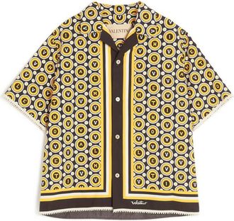 Valentino Cotton Poplin Bowling Shirt With Bulles Royales Print