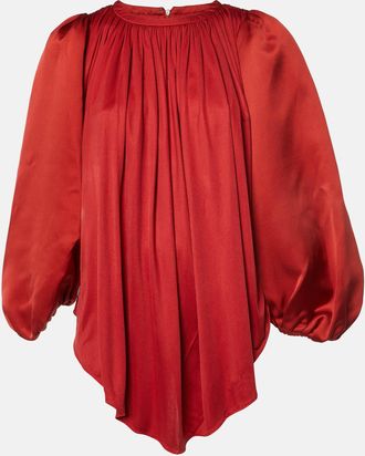 Giambattista Valli Red Silk Jersey Puff Sleeve Mini Dress