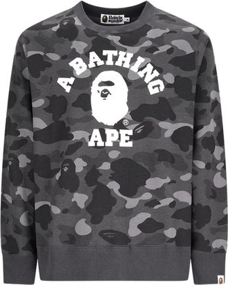 A Bathing Ape Camo College Crewneck SW - Heren - Sweatshirts - Zwart - M - Katoen - Hoodies & sweatvesten