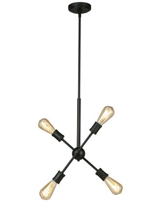 Eglo Eglo Etris Row 4 Light Open Bulb Pendant With Black Finish