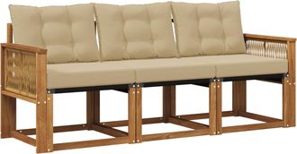 vidaXL Conjunto De Sof&aacute;s De Exterior 3 Uds. Natural Y Beige Vidaxl