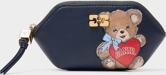 Ganni Womens Bou teddy zippered coin purse