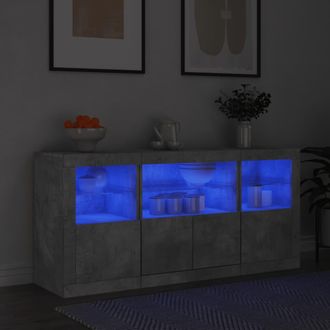 vidaXL Vidaxl - Aparador Con Luces Led Gris Hormig&oacute;n 142,5x37x67 Cm