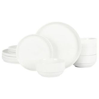 Gibson Home Snowscape 12 Piece fine Ceramic Stackable Dinnerware Set in White at Nordstrom