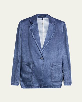 Kobi Halperin Veronica Denim-Print Satin Jacket
