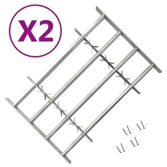 Berkfield Home Adjustable Security Grilles for Windows 2 pcs 1000-1500 mm in Silver