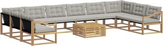 vidaXL Conjunto De Sof&aacute;s De Exterior 11 Uds. Blanco Y Gris Claro Vidaxl
