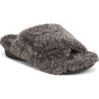 Vionic Relax II Slide Slipper in Dark Brown Faux at Nordstrom, Size 10