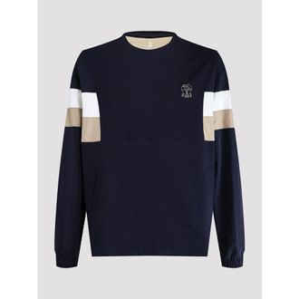 Brunello Cucinelli MenS Cobalt Colorblock Knit Sweater, Size XS