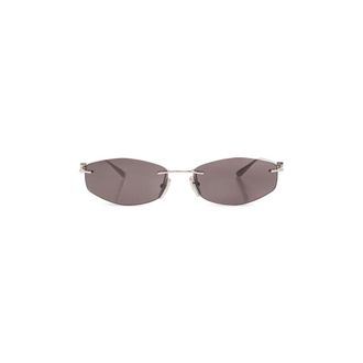 Balenciaga Accessoires, unisex, Grijs, ONE Size, Geometrische Ovale Zonnebril