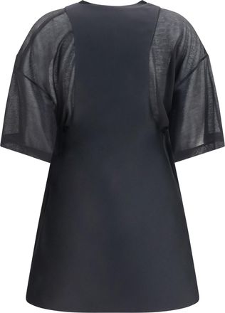Balenciaga Womens Hybrid Dress With Sheer T-Shirt Black Merino Wool Ovis Aries; Silk
