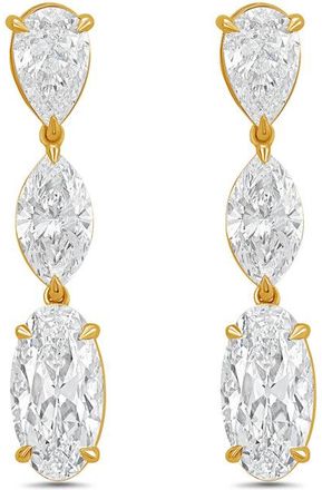 Diana M. Jewels 14kt Yellow Gold 8cts Lab Grown Multi-shaped diamond Drop Earrings