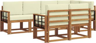 vidaXL Conjunto De Sof&aacute;s De Exterior 7 Uds. Natural Y Crema Vidaxl