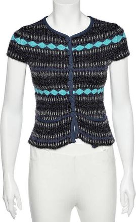 Emporio Armani Multicolor Patterned Lurex Knit Button Front Top