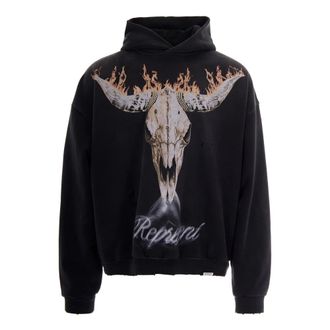 Represent Hoodies, male, Black, Size: S Felpa con cappuccio squadrata