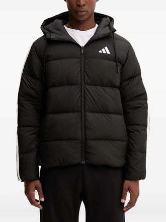 adidas hooded 3-Stripes jacket - men - Duck Down/Feather/Recycled Polyester/Recycled Polyester - M - Black