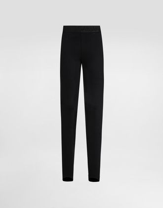 Dolce & Gabbana Technical Jersey Leggings With Branded Elastic - Woman Pants And Shorts Black Fabric 46