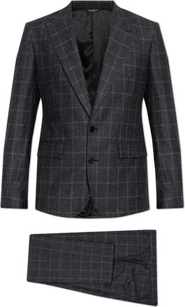 Dolce & Gabbana Pak met wollen afwerking - Heren - Business pakken - Grijs - L - Wol - Kostuums