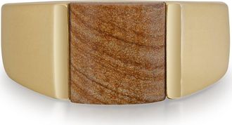 LuvMyJewelry Wood Jasper Sterling Silver Men Signet Ring