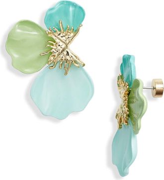 Nordstrom Flower Petal Enamel Earrings in Blue Multi- Gold at Nordstrom