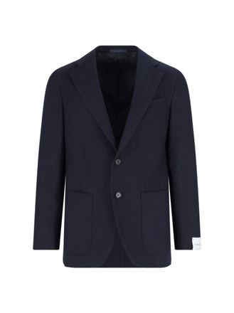 Caruso Tailored Black Herringbone Jacket With Notched Lapel