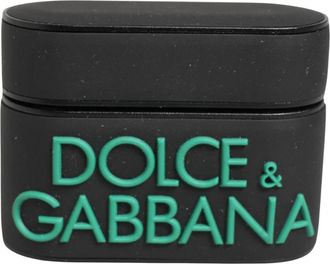 Dolce & Gabbana Rubber Logo Embossed Air Pods Case - unisex - Telefoonaccessoires - Zwart - ONE Size - Accessoires