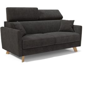Divani.Store Francy Divano letto matrimoniale con poggiatesta regolabili in tessuto impermeabile e smacchiabile T17 200 cm (mat. 160x197) nero
