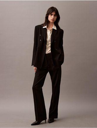 Calvin Klein Womens Classic Wool Gabardine Trouser - Black - 6W x RL