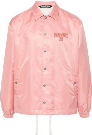 Palm Angels logo-print gabardine-weave jacket - men - Polyamide/Polyamide/Cotton - 46 - Pink