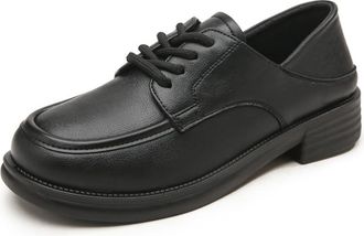 Generic Womens Oxford Shoes Lace Up Round Toe Flat Non-Slip Fashion Classic Business Casual Comfort Dressy Work Loafers (Black,5.5)