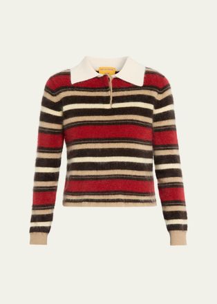 Guest In Residence Grizzly Cashmere Crop Rugby Sweater