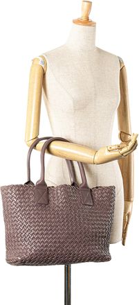 Bottega Veneta Pre-owned Womens Intrecciato Leather Tote - Grey - One Size