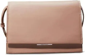 Calvin Klein Tassen, Dames, Bruin, ONE Size, Leer, CK Linear Schoudertas