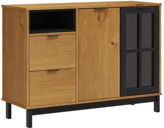 vidaXL Sideboard with Glass Door FLAM 110x40x80 cm Solid Wood Pine vidaXL