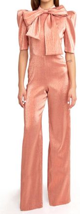 Black Halo Ara Tailored Bodice Jumpsuit In Orange/pink