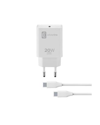 Cellularline Cellularline Usb-c Charger Kit 20w - Usb-c To Usb-c - Ipad Pro (2018 Or Later) And Ipad Air (2020)